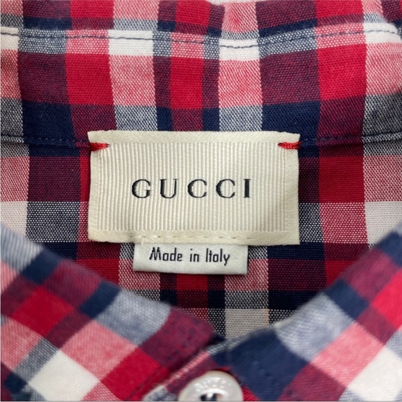 GUCCI Kids Plaid Button Down Shirt 8 - Picture 9 of 11